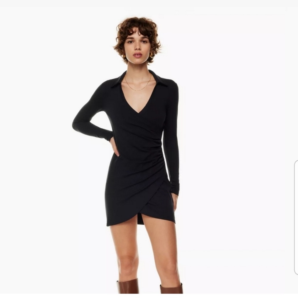 ARITZIA Wilfred Side Twist Polo Dress Long Sleeve XS